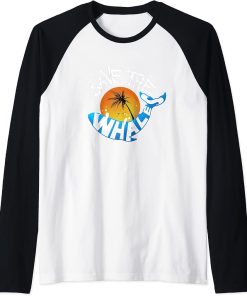 Save The Whales Orca And Killer Whale Raglan Baseball Tee