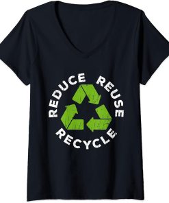 Womens Reduce Reuse Recycle Earth Day 2023 V-Neck T-Shirt