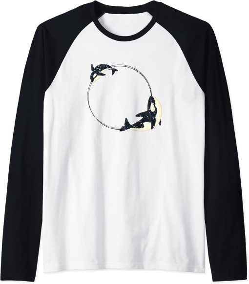 Cool Orcas Whale Sea Animal Cute Orca Lover Raglan Baseball Tee