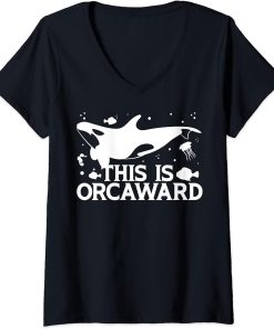 Womens Funny Orca Lover Graphic for Women Men Kids Whale V-Neck T-Shirt