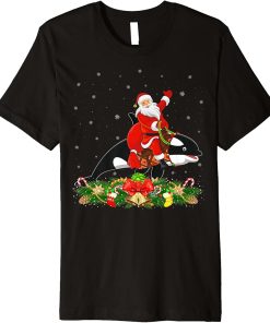 Orca Fish Lover Xmas Funny Santa Riding Orca Christmas Premium T-Shirt