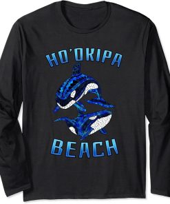 Ho"okipa Beach Hawaii Vacation Tribal Whale Orca Long Sleeve T-Shirt