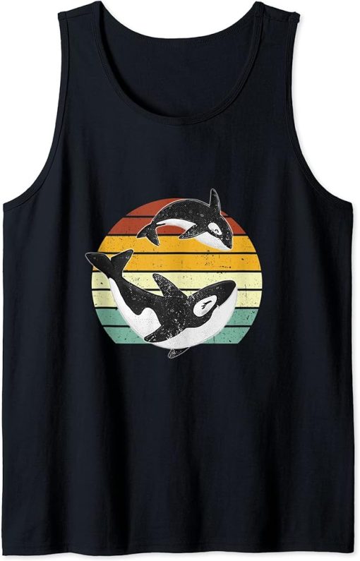 Funny Orca Whale Sea Retro Animal Tank Top