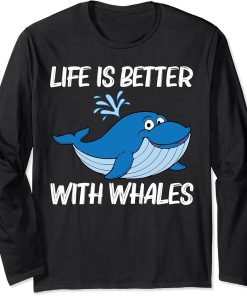 Funny Whale Art For Men Women Orca Narwhal Blue Whales Long Sleeve T-Shirt